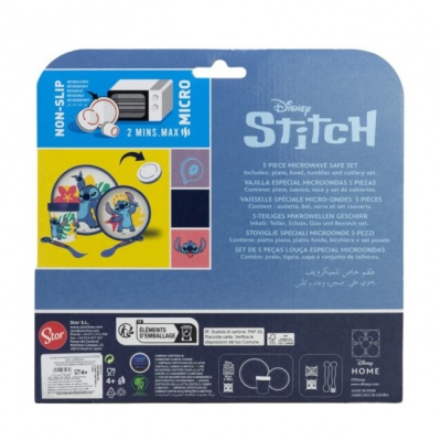 Detský jedálenský set Stitch 5-dielny – tanier, miska, pohár a príbor