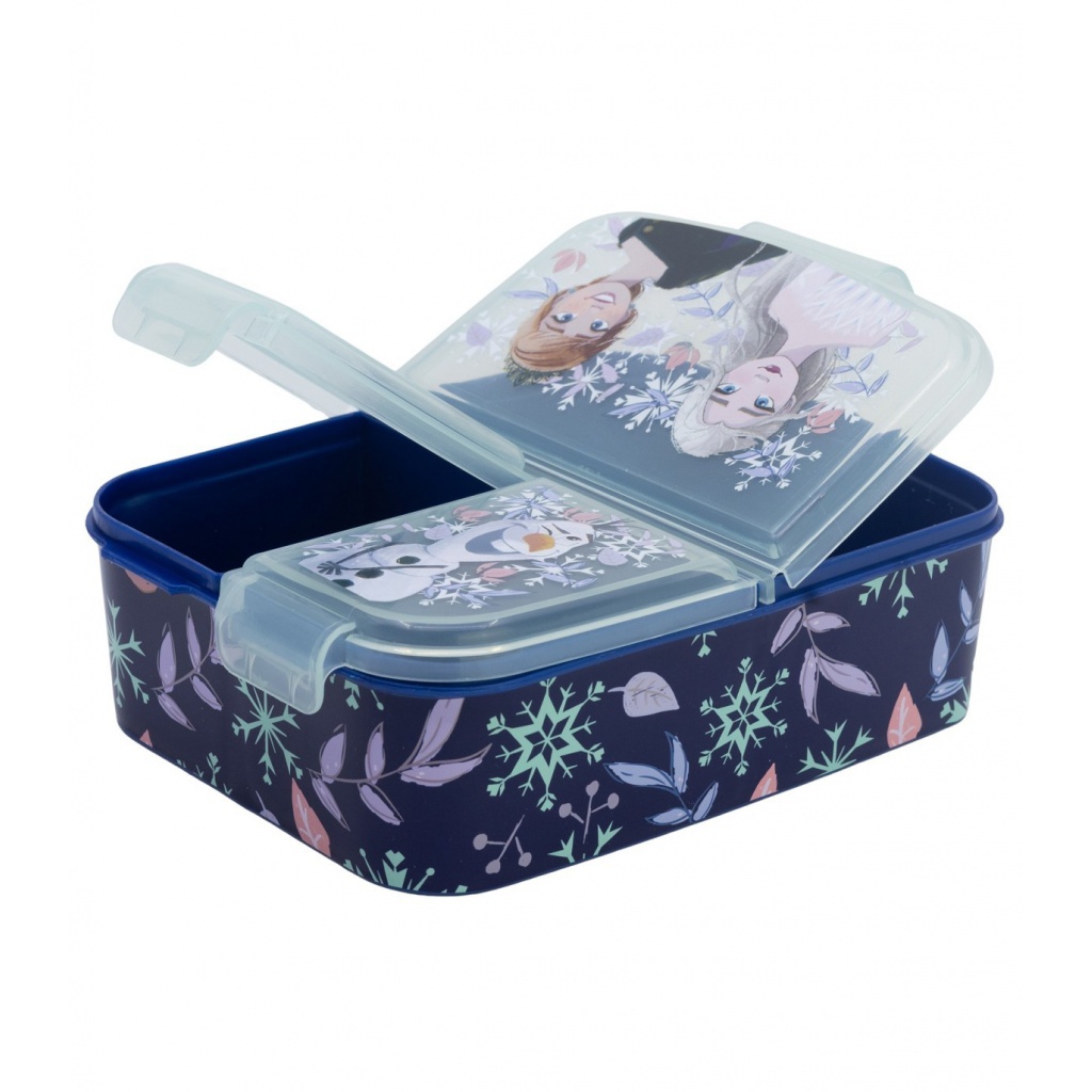 Dělený plastový box na svačinu Disney Frozen 3 přihrádky 19,5 cm