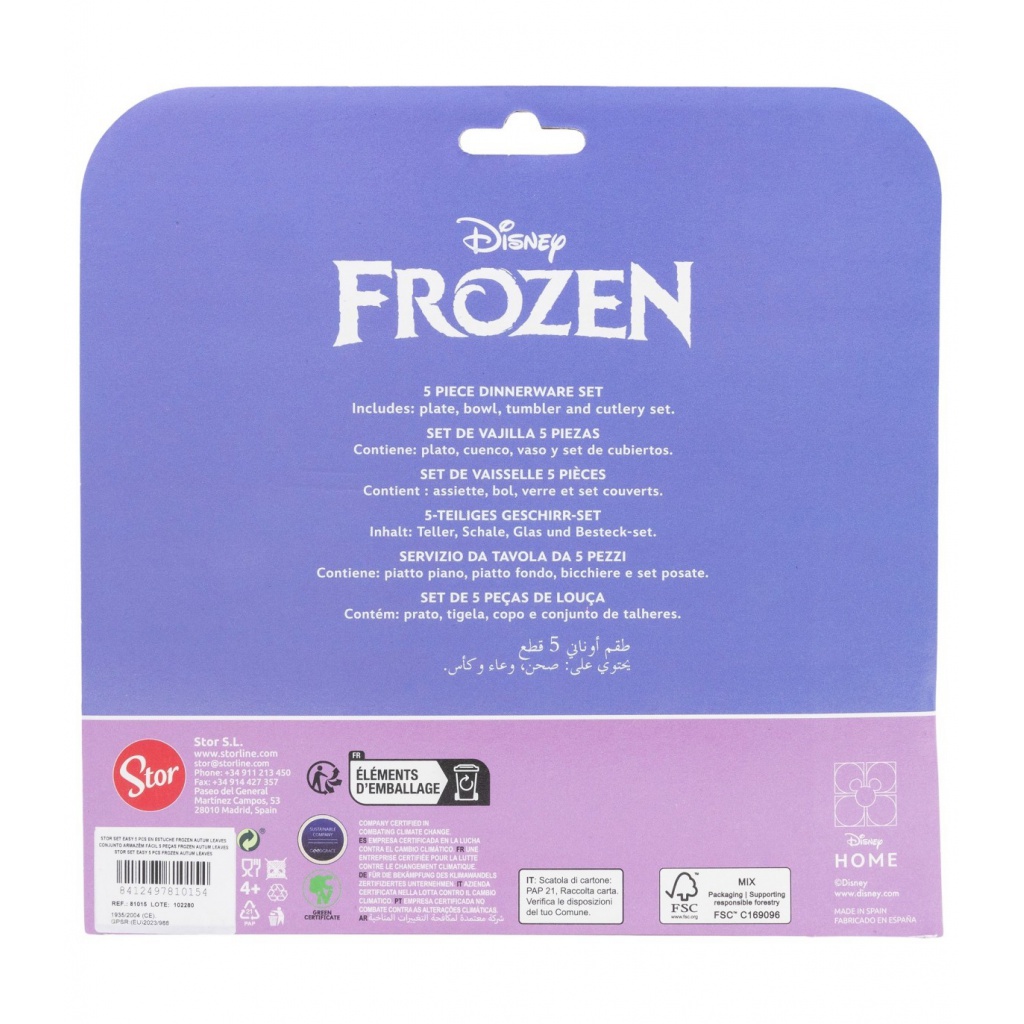 Dětský jídelní set Disney Frozen 5 dílný talíř miska pohár příbor