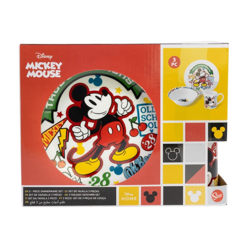 Detská keramická súprava Mickey Mouse 3 ks – tanier, miska, hrnček Disney