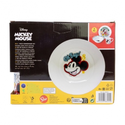 Dětská keramická souprava Mickey Mouse 3 ks – talíř, miska, hrnek Disney
