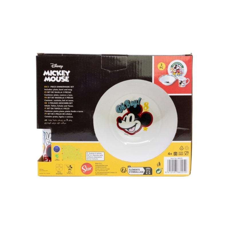 Detská keramická súprava Mickey Mouse 3 ks – tanier, miska, hrnček Disney