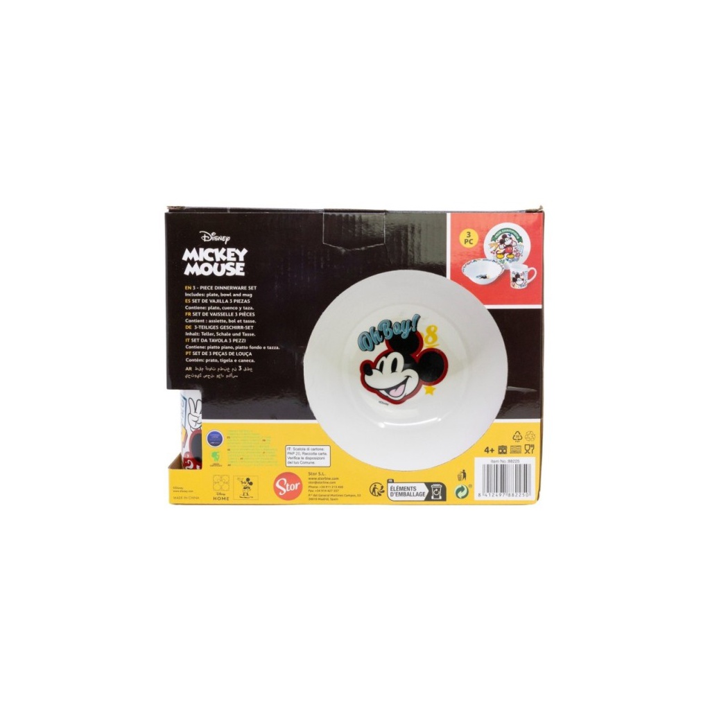 Detská keramická súprava Mickey Mouse 3 ks – tanier, miska, hrnček Disney