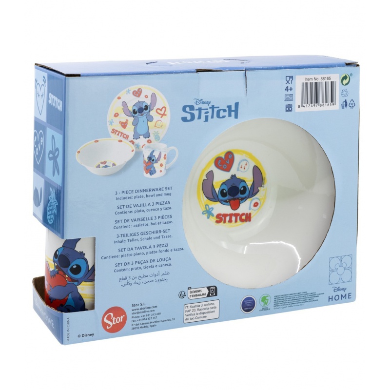 Detská keramická súprava Stitch Aloha 3 ks – tanier, miska, hrnček Disney
