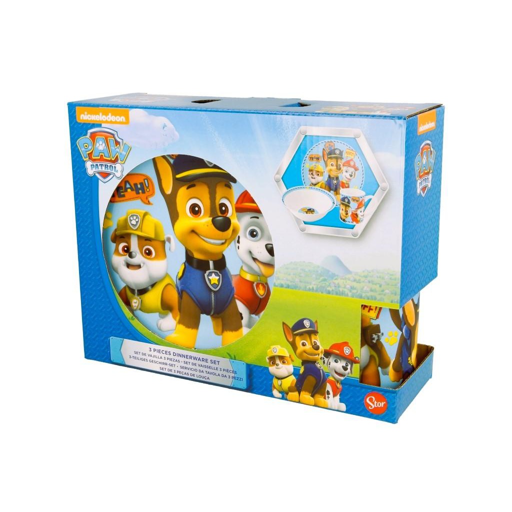 Detská keramická súprava Paw Patrol 3 ks – tanier, miska, hrnček