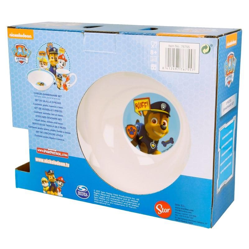 Detská keramická súprava Paw Patrol 3 ks – tanier, miska, hrnček