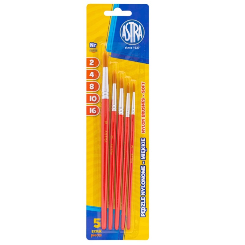 Sada štetcov Astra 5 ks (2,4,8,10,16) – nylonové maliarske štetce
