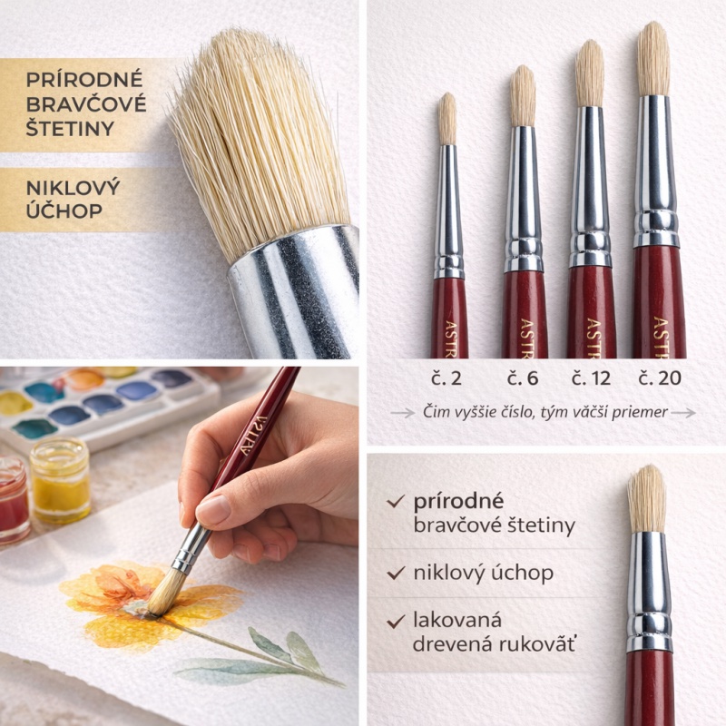 Štetec Astra okrúhly č. 4 – prírodné štetiny
