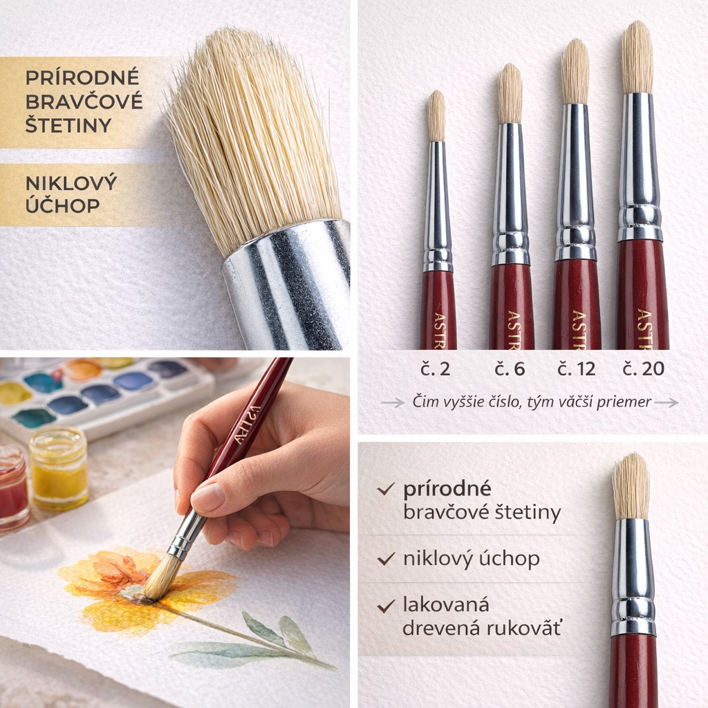 Štetec Astra okrúhly č. 10 – prírodné štetiny