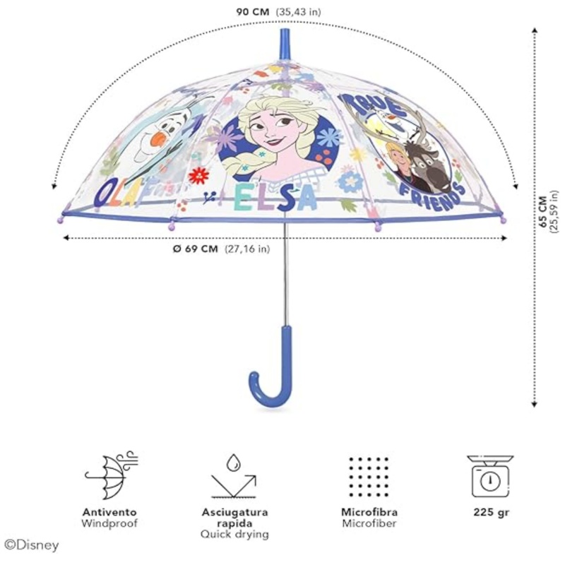 Dětský transparentní deštník Perletti Kids Disney Frozen