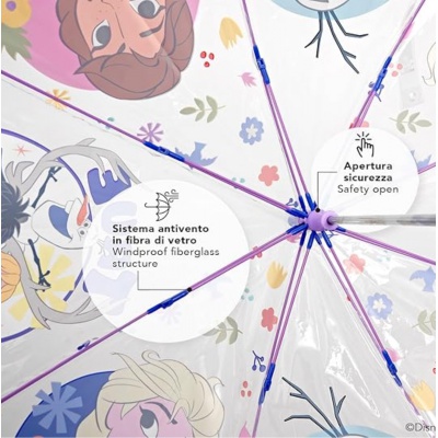 Detský transparentný dáždnik Perletti Kids Disney Frozen