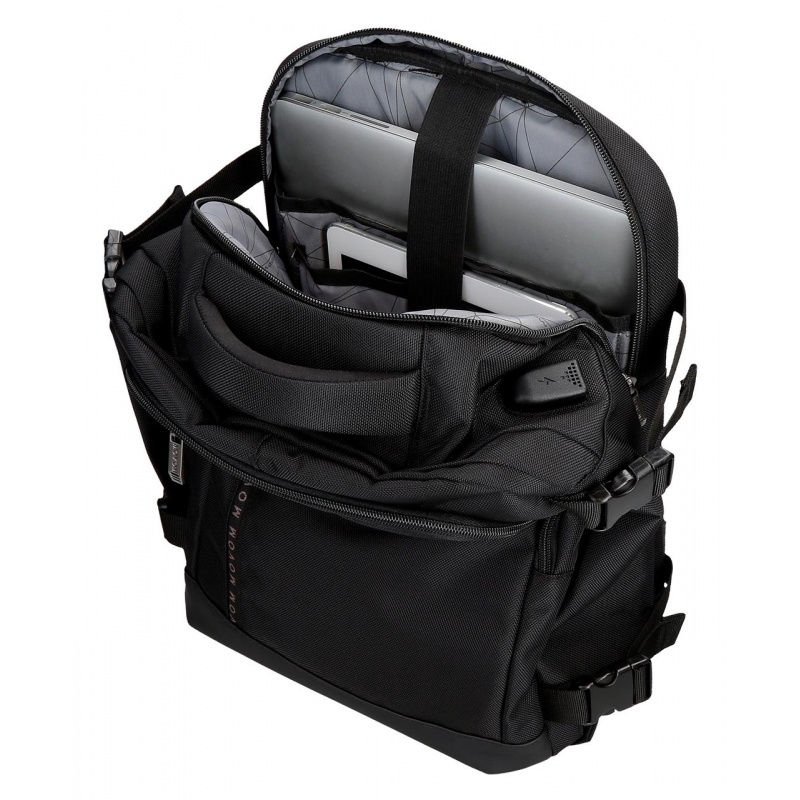 Cestovný batoh na notebook 40 cm – Movom Buster Black, 15,6", USB, 5342821