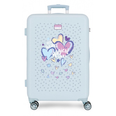 Cestovný kufor Movom Best Wishes Blue 65 cm – ABS kufor s TSA zámkom a expandérom