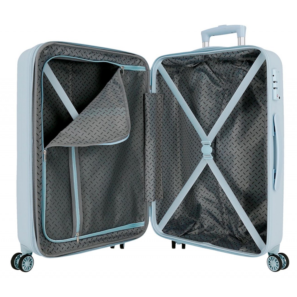 Cestovný kufor Movom Best Wishes Blue 65 cm – ABS kufor s TSA zámkom a expandérom