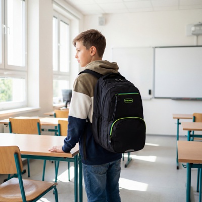 Školský batoh HEAD BLACK GREEN/BLUE AB200 44×32×19 cm