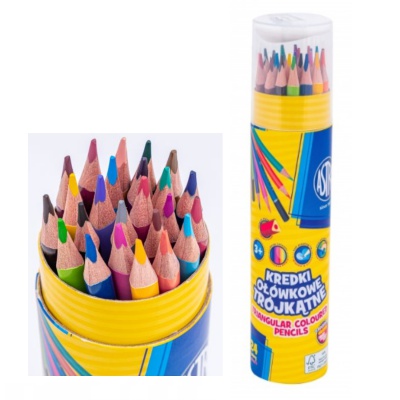 Tříhranné barvičky v tubě ASTRA - 24 barev + struhadlo, 312023907