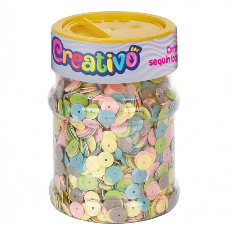 CREATIVO Dekorační flitry KROUŽKY Pastel 100g, 335116002