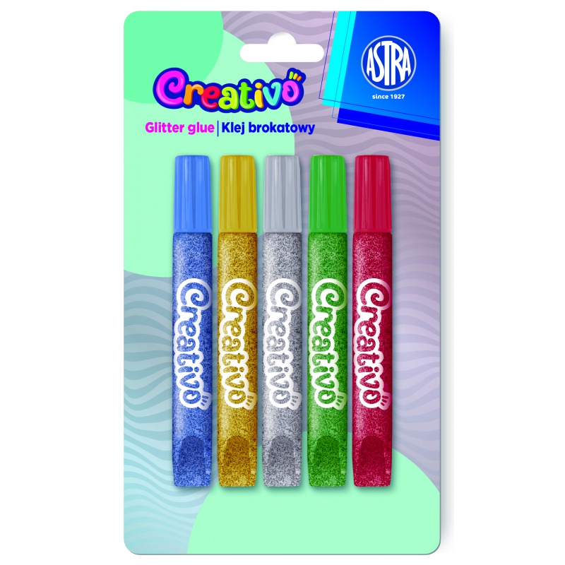 CREATIVO Glitrové lepidlo se třpytkami, 5x10,5ml, 332112001