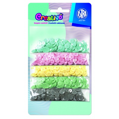 CREATIVO Dekorační flitry KROUŽKY Pastel 1000ks, 335116005