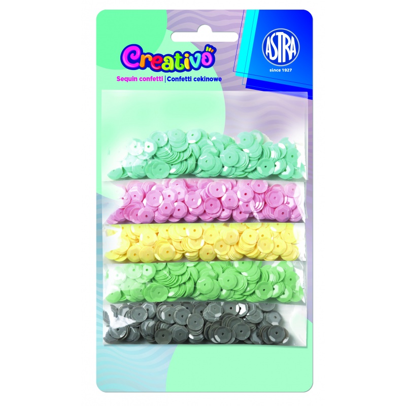 CREATIVO Dekorační flitry KROUŽKY Pastel 1000ks, 335116005