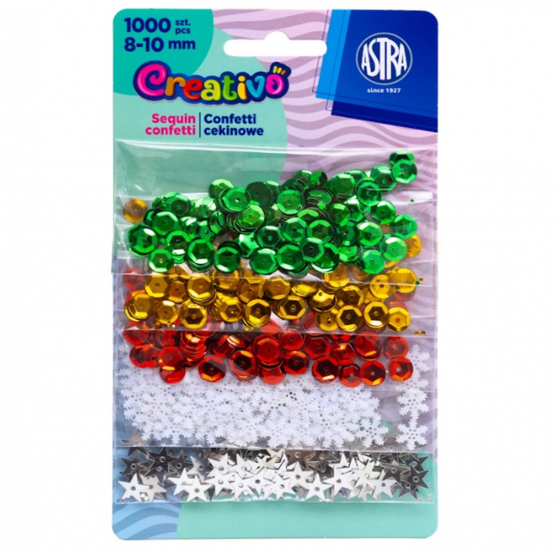 CREATIVO Dekorační flitry VÁNOCE Mix 1000ks, 335116007