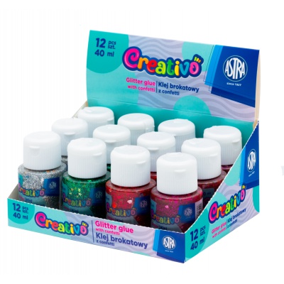 CREATIVO Glitrové lepidlo s konfetami 40ml, mix farieb, 332114002