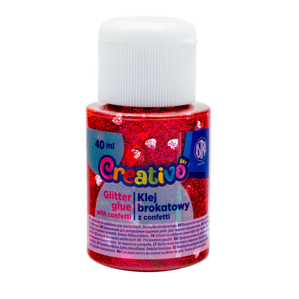 CREATIVO Glitrové lepidlo s konfetami 40ml, mix barev, 332114002