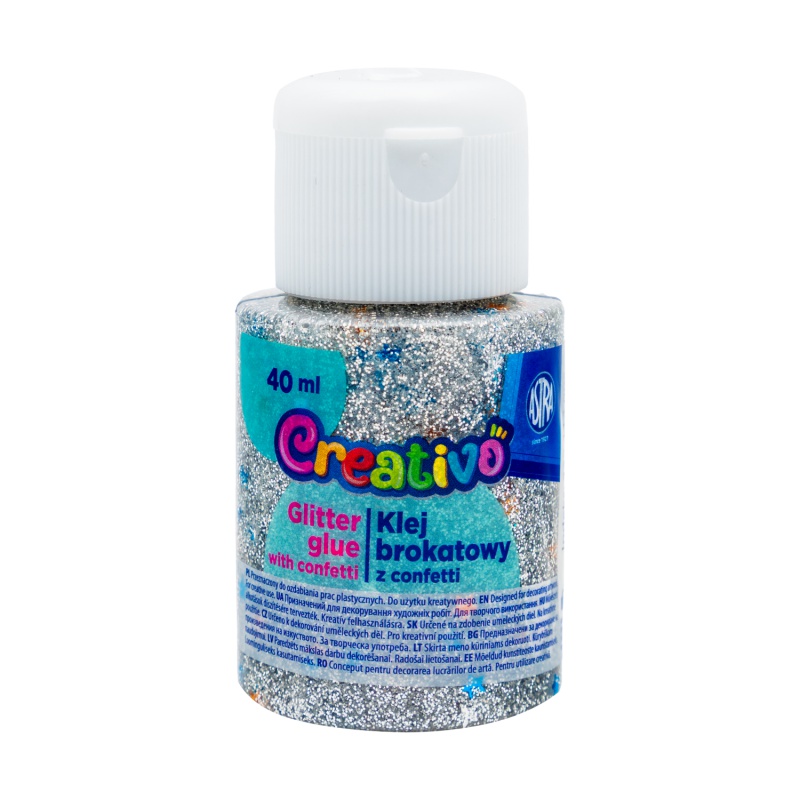 CREATIVO Glitrové lepidlo s konfetami 40ml, mix barev, 332114002