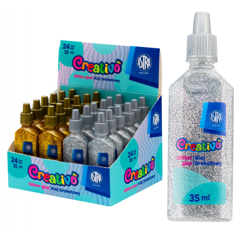 CREATIVO Glitrové lepidlo se třpytkami 35ml, stříbrná, 332118001