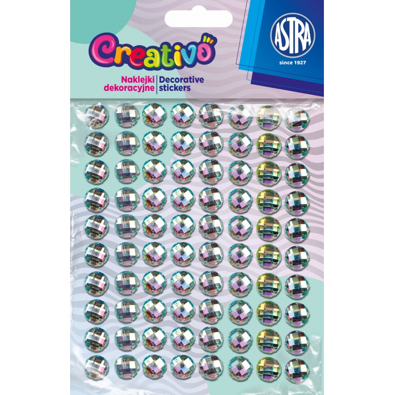 Strieborné samolepiace dekoračné kamienky 11 mm 80 ks Astra Creativo