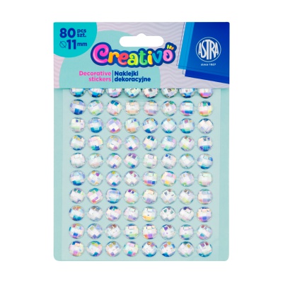 CREATIVO Dekorační samolepící kamínky, 11 mm, 80 ks, DIAMANT, 335118009