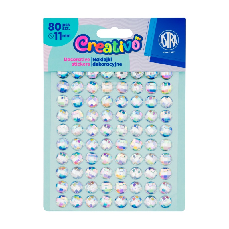 CREATIVO Dekorační samolepící kamínky, 11 mm, 80 ks, DIAMANT, 335118009