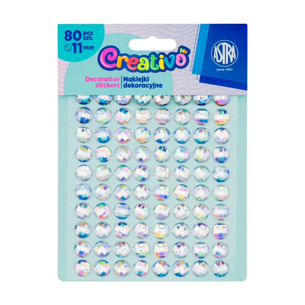 CREATIVO Dekorační samolepící kamínky, 11 mm, 80 ks, DIAMANT, 335118009