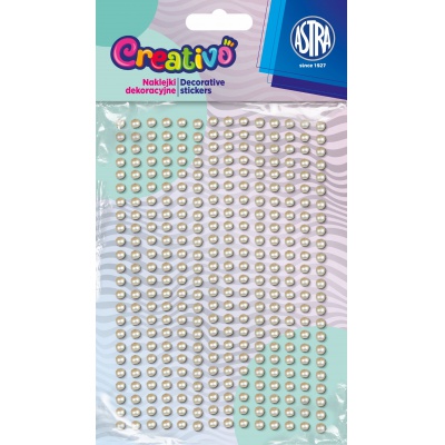 CREATIVO Dekorační samolepící perličky, 6 mm, 266 ks, BÍLÁ, 335118013