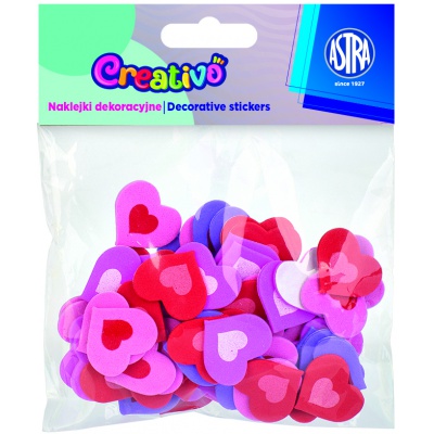 Samolepiace penové nálepky srdcia pastelové Astra Creativo