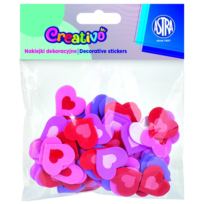 Samolepiace penové nálepky srdcia pastelové Astra Creativo