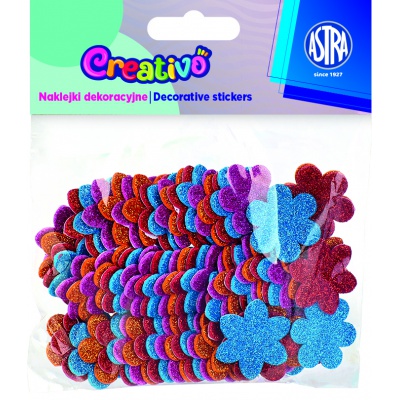 CREATIVO Glitrové nálepky KVÍTKY, mix barev, 335119005