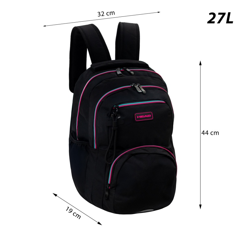 Školský batoh HEAD BLACK PINK/MINT AB200 – 3 komory, notebook, ergonomický