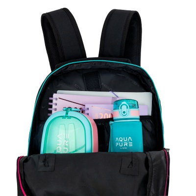 Školský batoh HEAD BLACK PINK/MINT AB200 – 3 komory, notebook, ergonomický