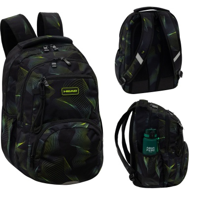 Školský batoh HEAD GREEN WAVE AB200 – 3 komory, notebook, ergonomický