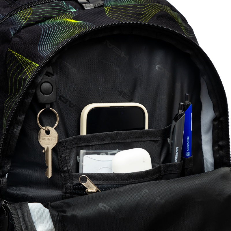 Školský batoh HEAD GREEN WAVE AB200 – 3 komory, notebook, ergonomický