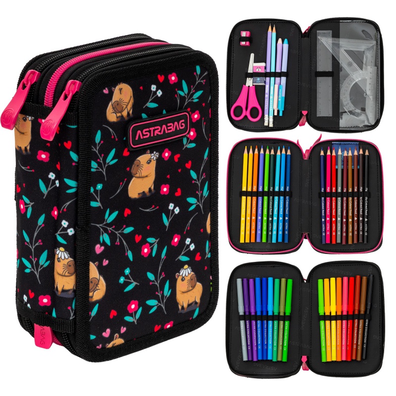 Trojposchodový peračník AstraBAG FLOWER CAPY AC31 – plný, 3 komory