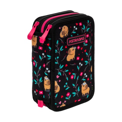 Třípatrový penál AstraBAG FLOWER CAPY AC31 – plný, 3 komory