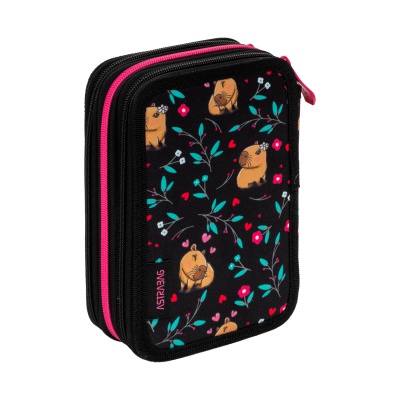 Třípatrový penál AstraBAG FLOWER CAPY AC31 – plný, 3 komory