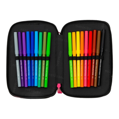 Třípatrový penál AstraBAG FLOWER CAPY AC31 – plný, 3 komory