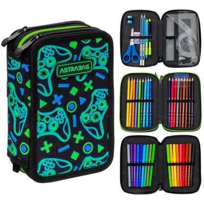 Třípatrový penál ASTRABAG FLOWER CAPY AC31 JUMBO nabízí maximální úložný prostor a je kompletně vybaven školními potře