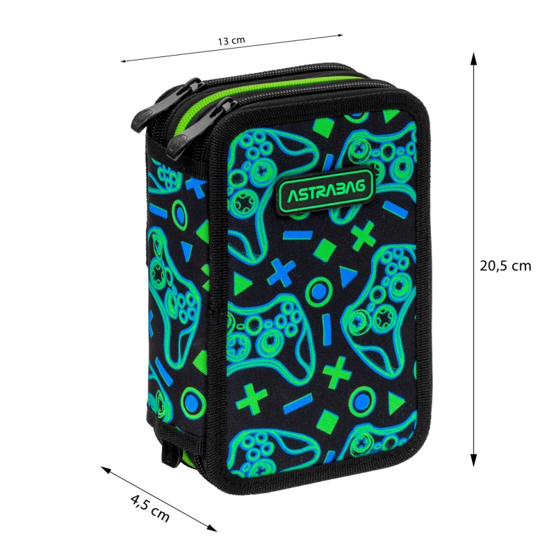 Třípatrový penál ASTRABAG FLOWER CAPY AC31 JUMBO nabízí maximální úložný prostor a je kompletně vybaven školními potře