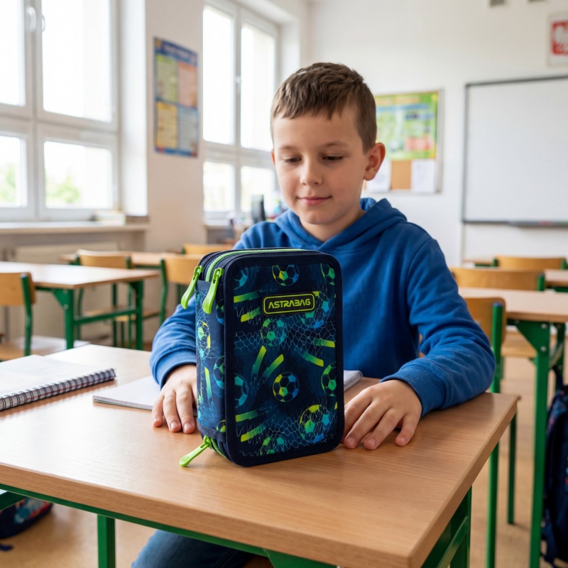 Třípatrový penál ASTRABAG FLOWER CAPY AC31 JUMBO nabízí maximální úložný prostor a je kompletně vybaven školními potře