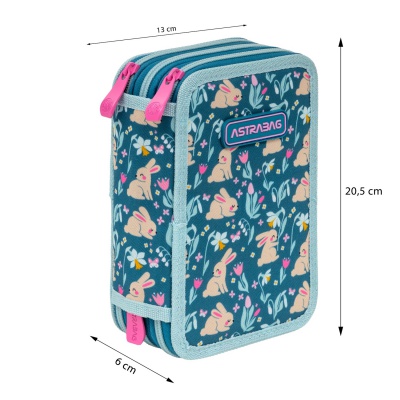 Třípatrový penál ASTRABAG FLOWER CAPY AC31 JUMBO nabízí maximální úložný prostor a je kompletně vybaven školními potře