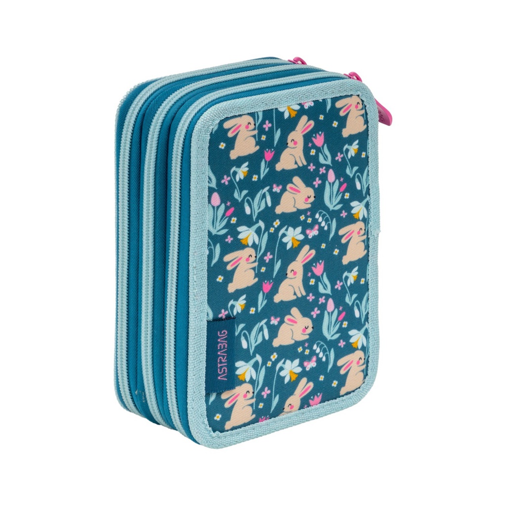 Třípatrový penál ASTRABAG FLOWER CAPY AC31 JUMBO nabízí maximální úložný prostor a je kompletně vybaven školními potře